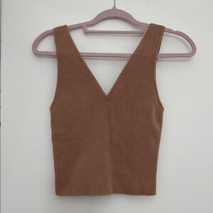 Abercrombie & Fitch Ribbed V-Neck Brown Tank Top